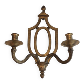 Golden Wrought Iron Wall Light with Oval Shield and Two Arms. French Work.