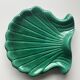 Emerald green ceramic seashell trinket dish
