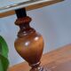 Small table lamp foot turned wood, unbleached lampshade - vintage