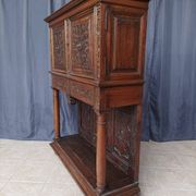 Renaissance oak carved buffet cabinet