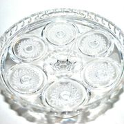 Coupe sur pied tarte compotier en cristal moulé à étoiles en médaillon