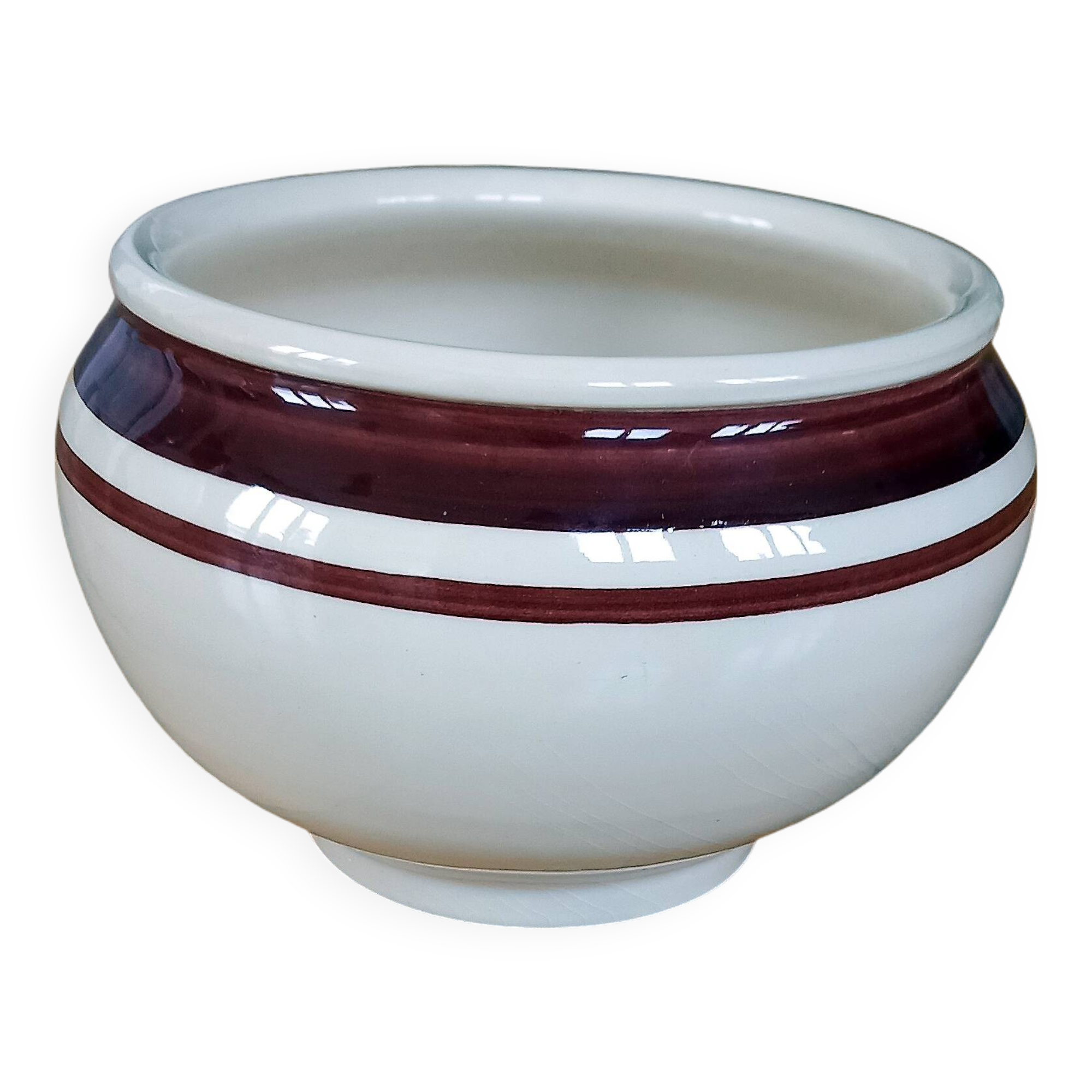 Old small cache pot in enamelled terracotta / ceramic
