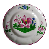 Hand-painted plate decorated with saint clement rooster signed