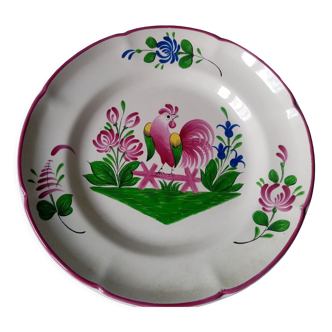 Hand-painted plate decorated with saint clement rooster signed