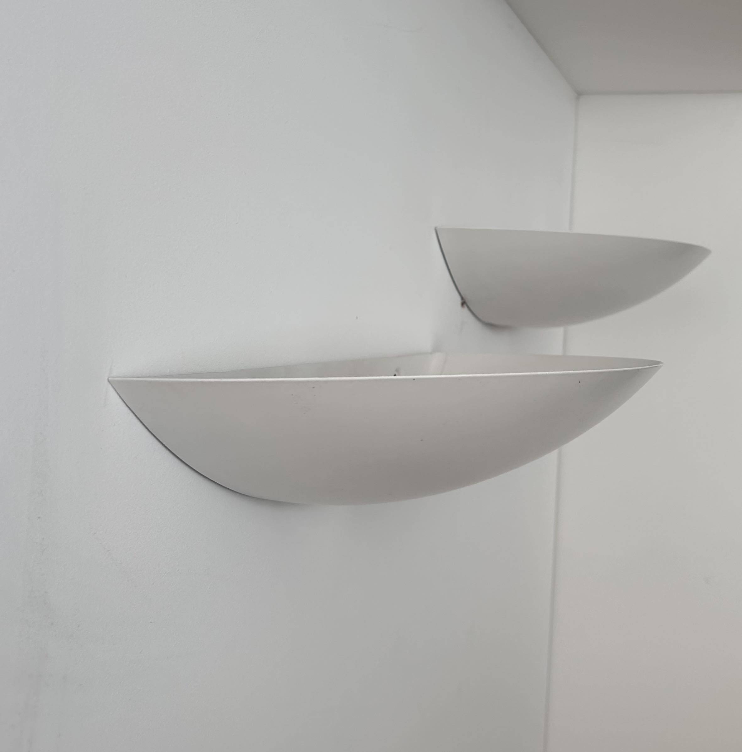 Pair of vintage wall lights, white lacquered metal, Germany 1980s