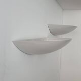 Pair of vintage wall lights, white lacquered metal, Germany 1980s