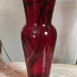 Ancien vase rouge pâte de verre Bob Le Bleis