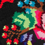 Vintage Romanian handwoven carpet with floral colorful design