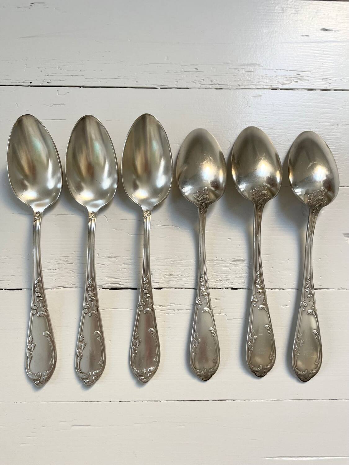 6 silver-plated floral spoons