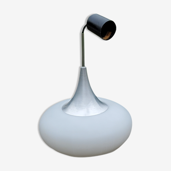 Tulip pendant lamp from the 70s opaline glass and brushed steel Doria Leuchten