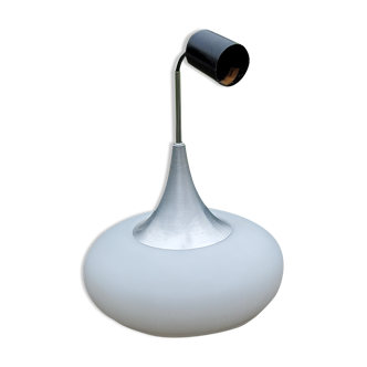 Tulip pendant lamp from the 70s opaline glass and brushed steel Doria Leuchten