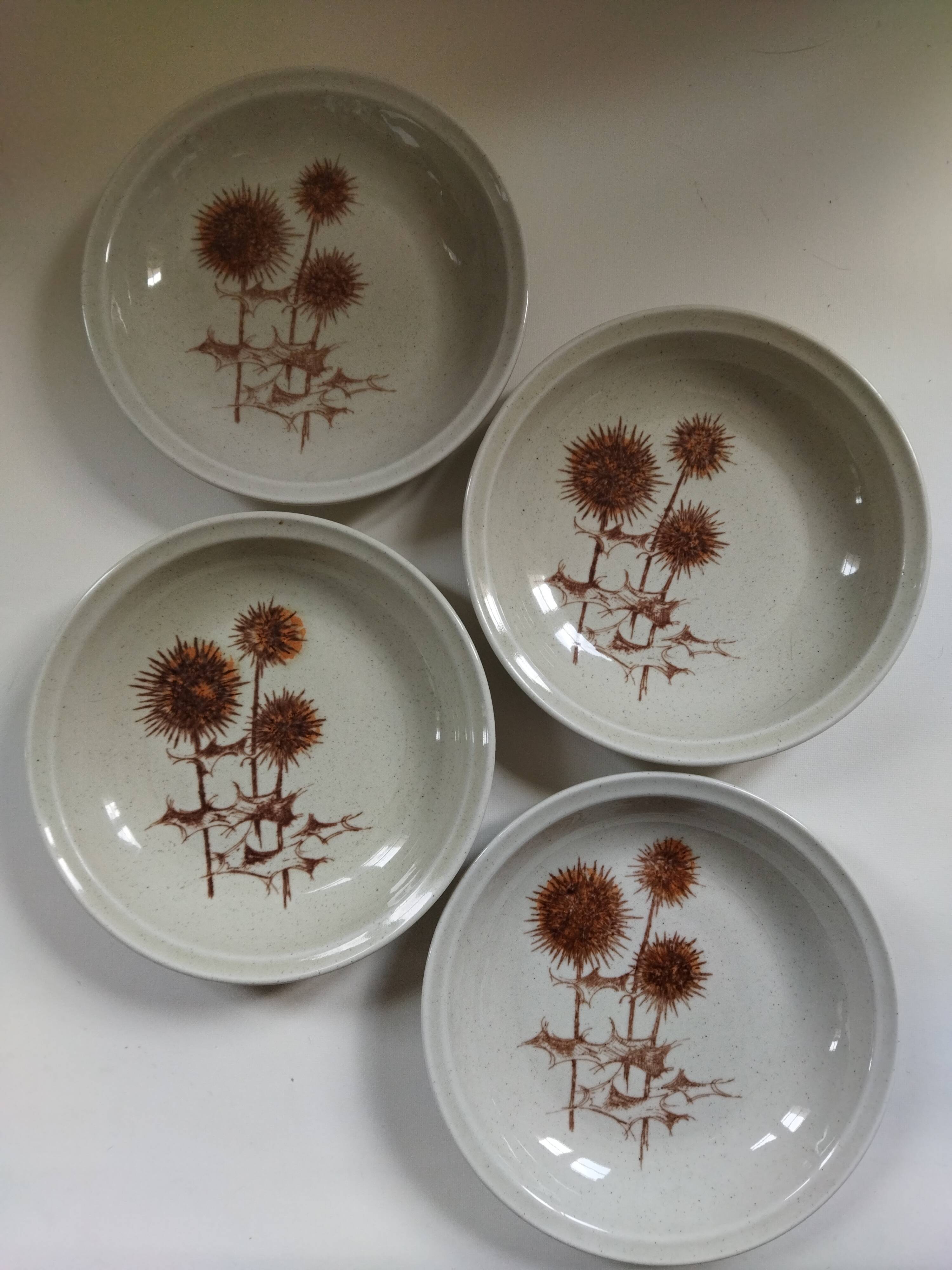 4 assiettes creuses Sarreguemines "Chardons"