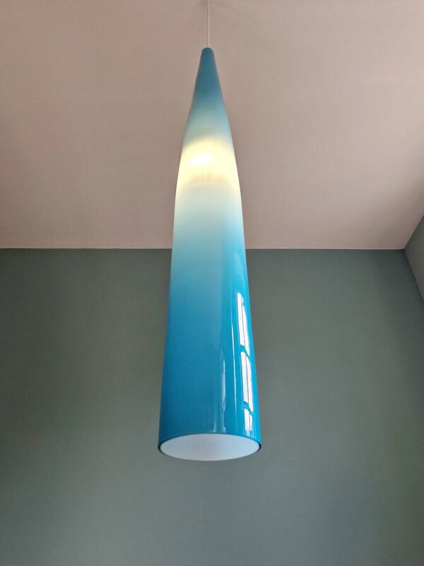 Suspension XXL en verre de Murano bleu, Alessandro Pianon,Vistosi,1960