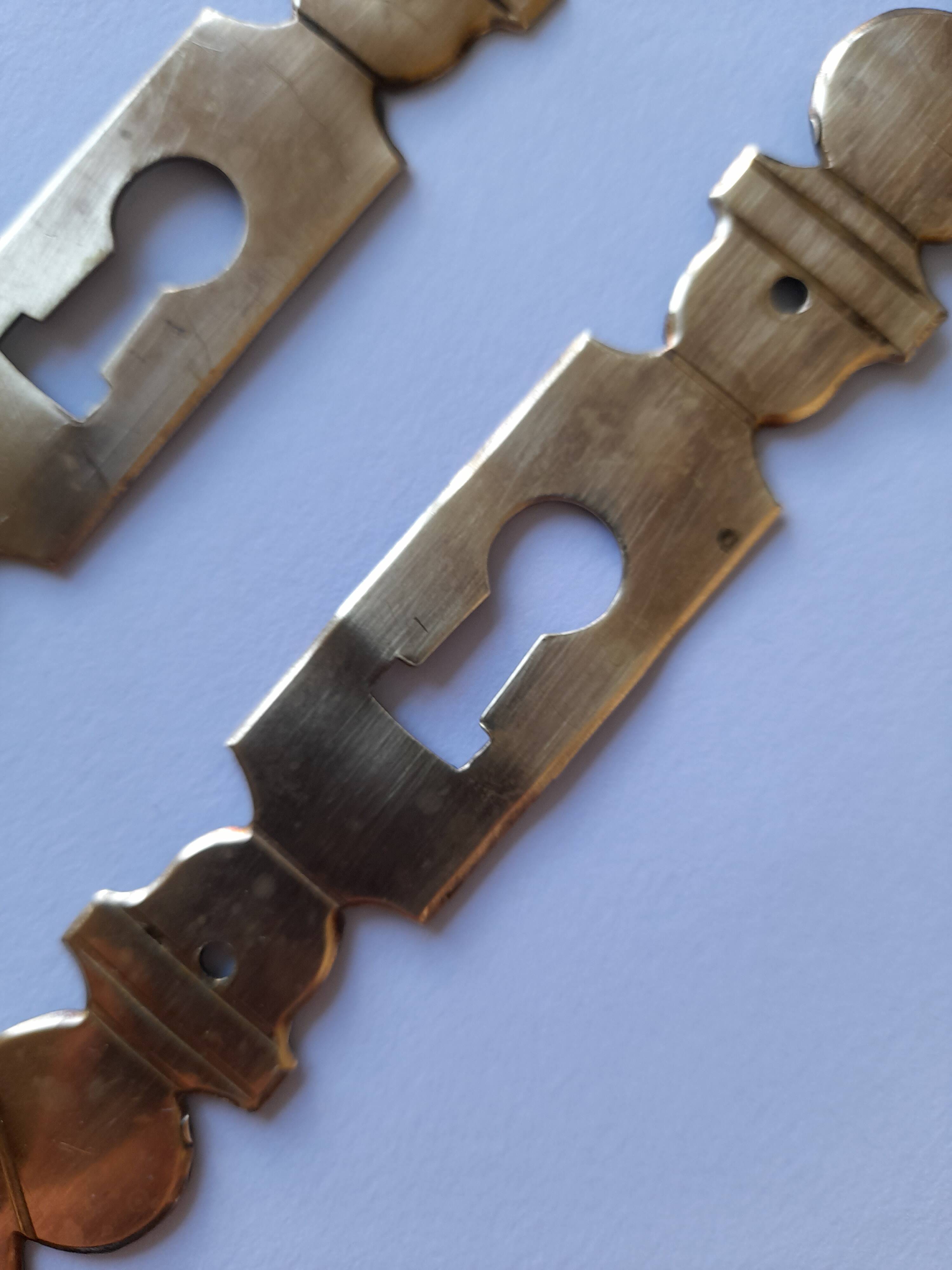 brass furniture door lock plate 1950s