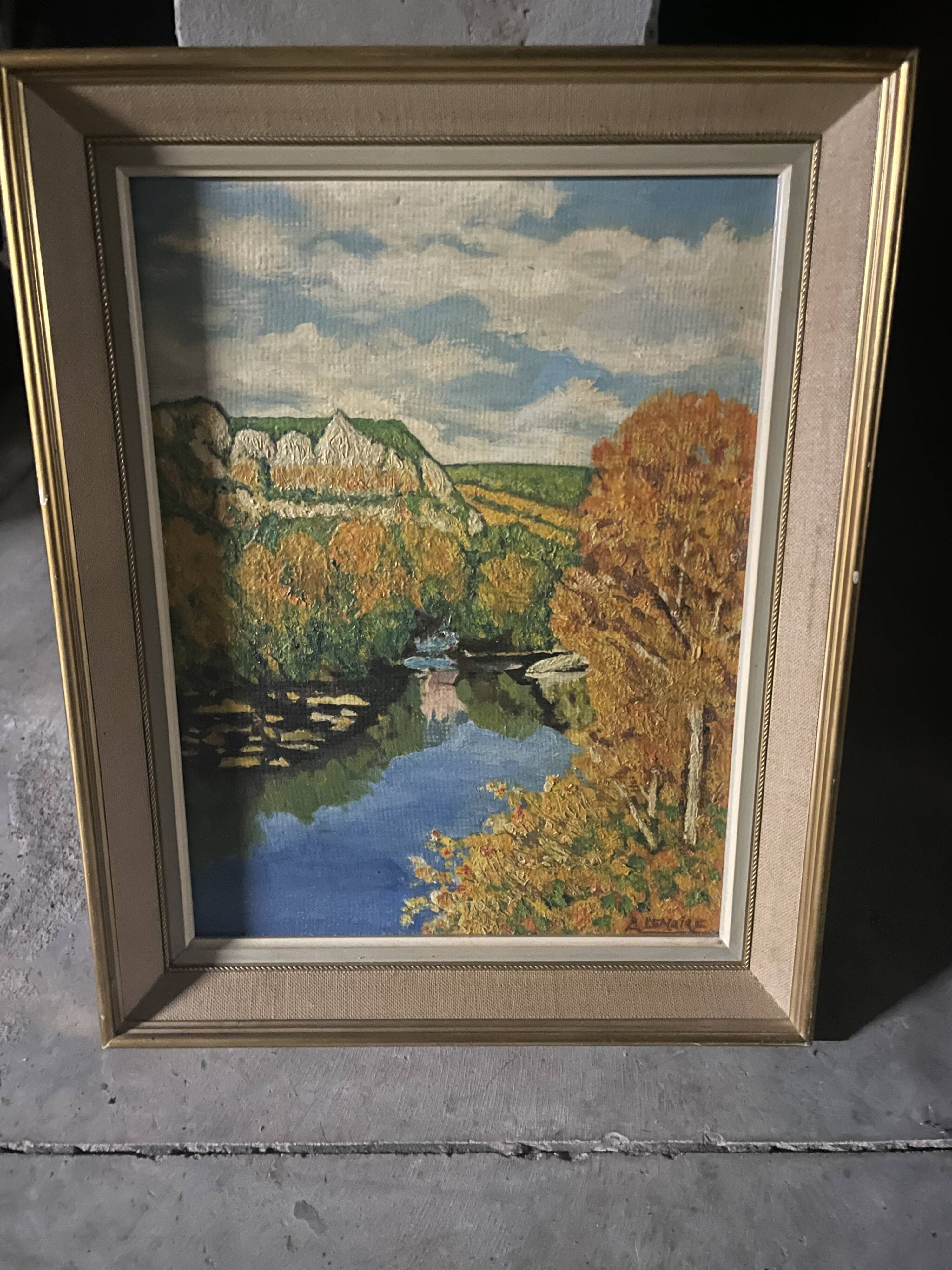 Old oil painting on canvas