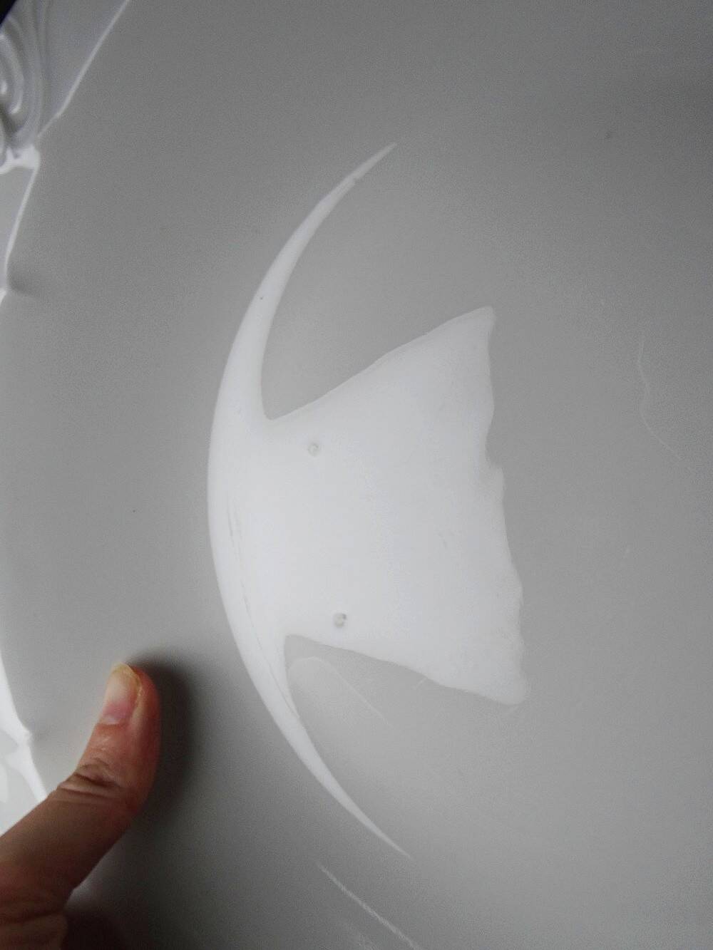 Large, hollow serving dish in fine white Limoges porcelain, vintage/antique