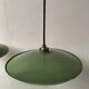 Pair of enamelled metal pendant lights