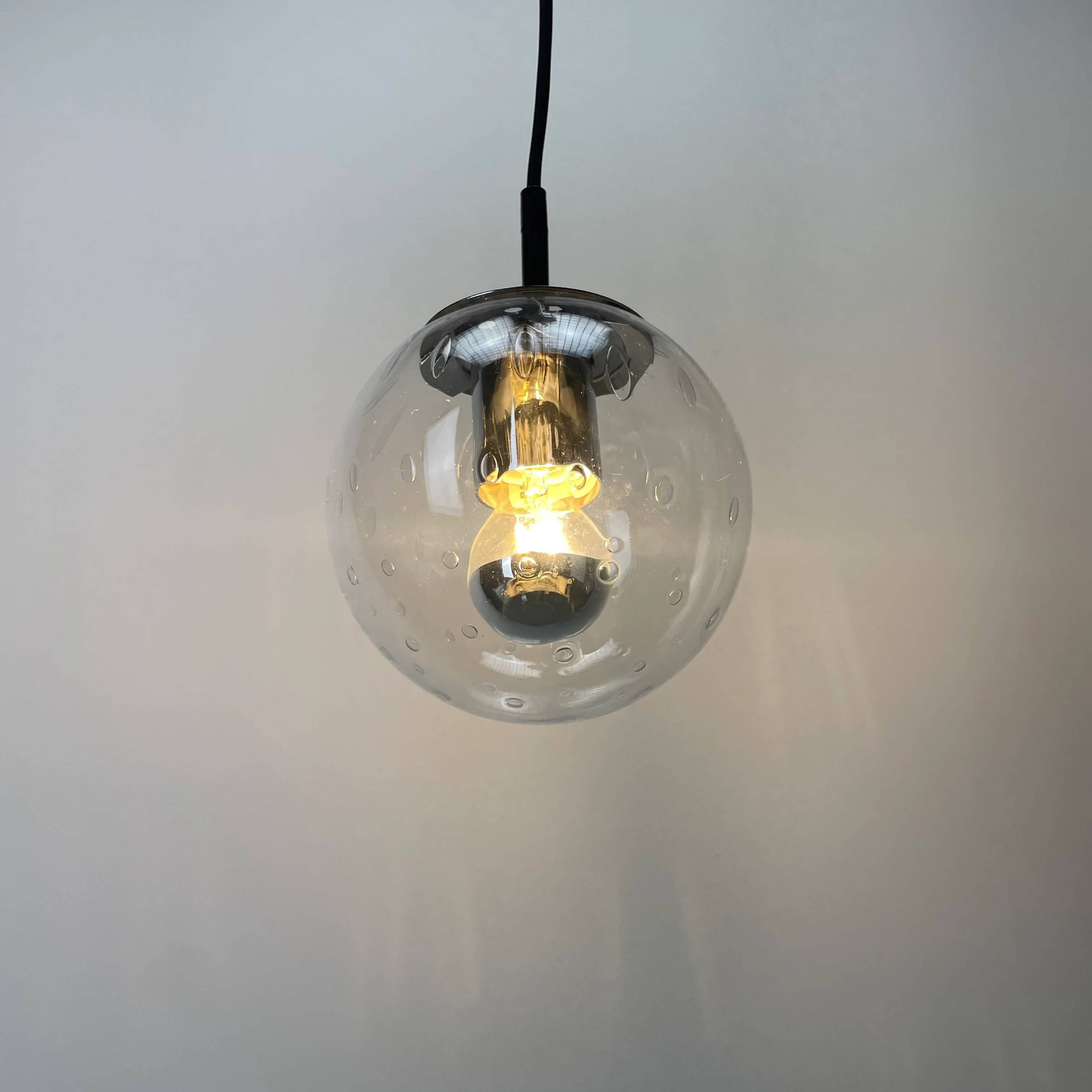 Set of 3 bubble glass pendant lamps by RAAK Amsterdam 1960