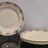 Old semi-deep plates in Terre de fer earthenware