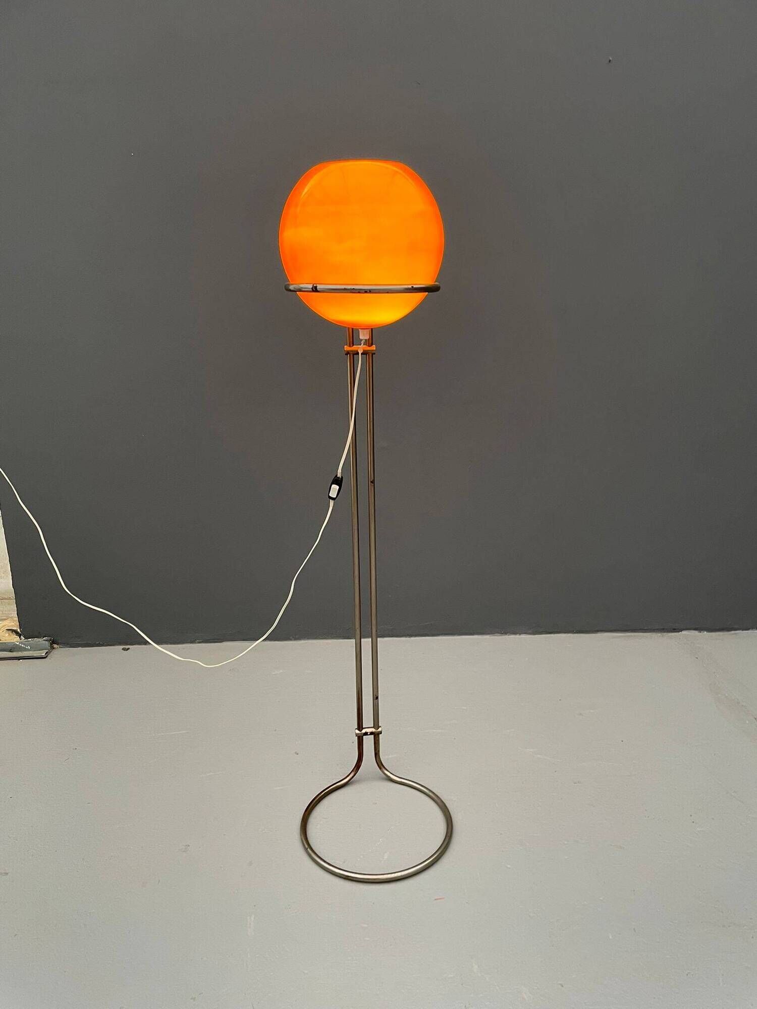 Atomic age Orange glass floor lamp by Tibor Hazi, Hungary, 1973