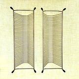 Pair of vintage record holders in gilded brass - for 80 vinyls