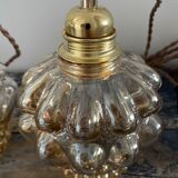 Set of two new electrified amber glass walking lamps