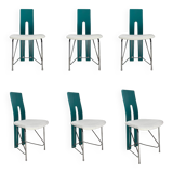 Set of 6 Memphis dining chairs in bouclé, 1980s