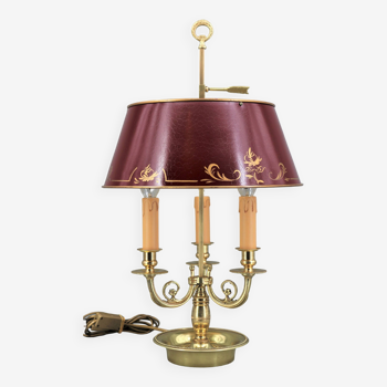 Bouillotte lamp in gilded bronze, Louis XV style, three lights