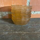 6 Antique Moulded Glass Bowls Pink Amber Apple Shape Vintage #D515