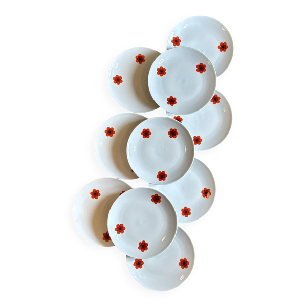 Lot de 10 assiettes plates vintage, Scherzer Bavaria