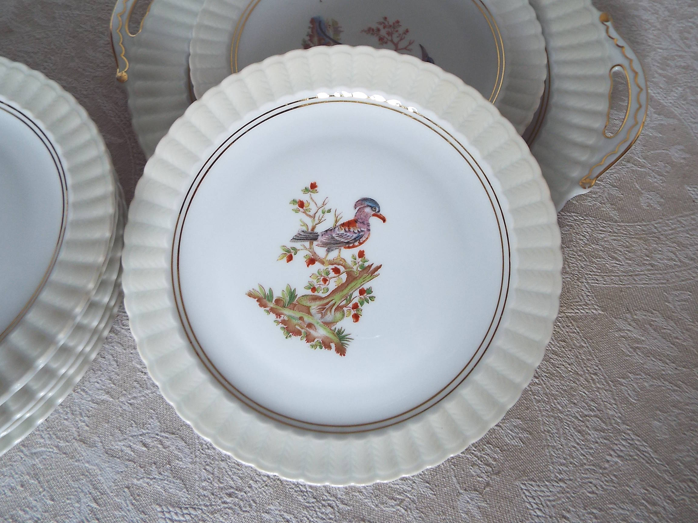 7 bird dessert plates