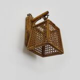 Rattan and cane lantern wall light. 1950s-1960s