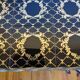 Vintage coffee table wrought iron and black and gold ceramic