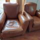 2 leather club armchairs