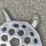 Vintage silver metal turtle trivet