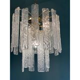 Murano Glass Chandelier With Hammered Strips ”Listelli” by Simoeng