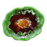 Plat vintage français en faïence de Vallauris à glaçure verte