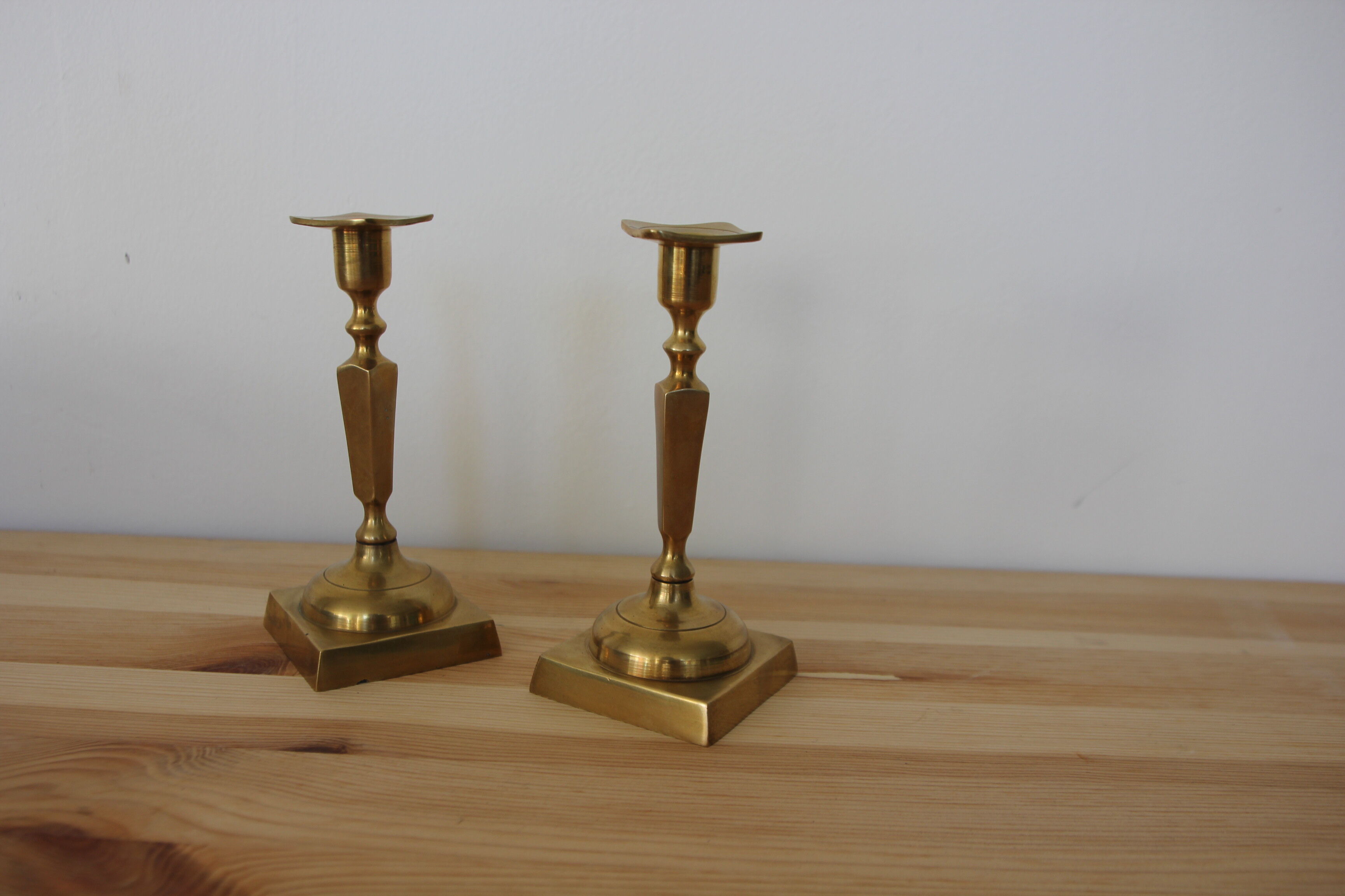 Pair of brass candle holders