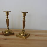 Pair of brass candle holders
