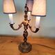 Lampe chandelier 3 feux en bronze style rocaille