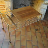 Vinyl storage cabinet with vintage wheels 70s