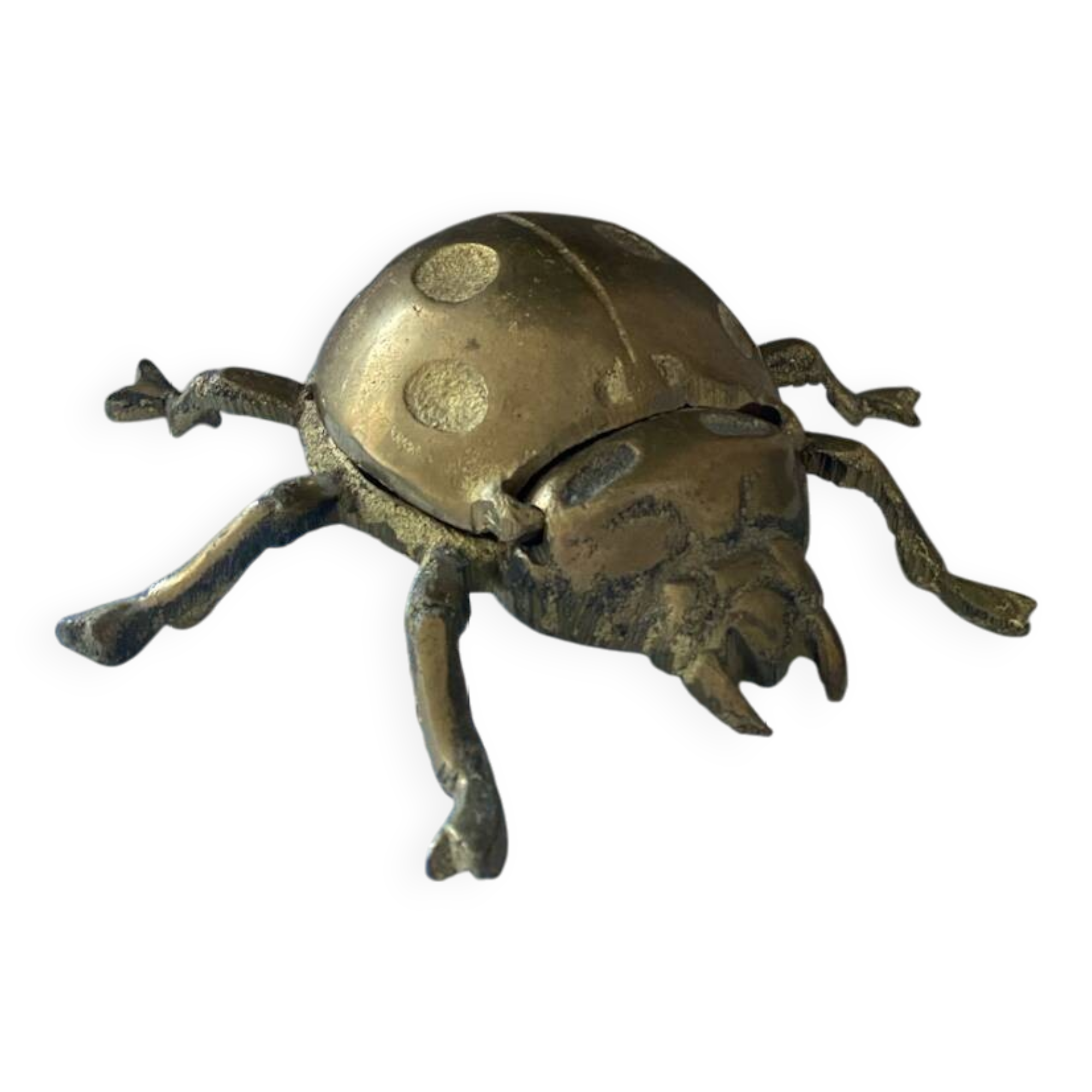Cendrier coccinelle en bronze doré vintage