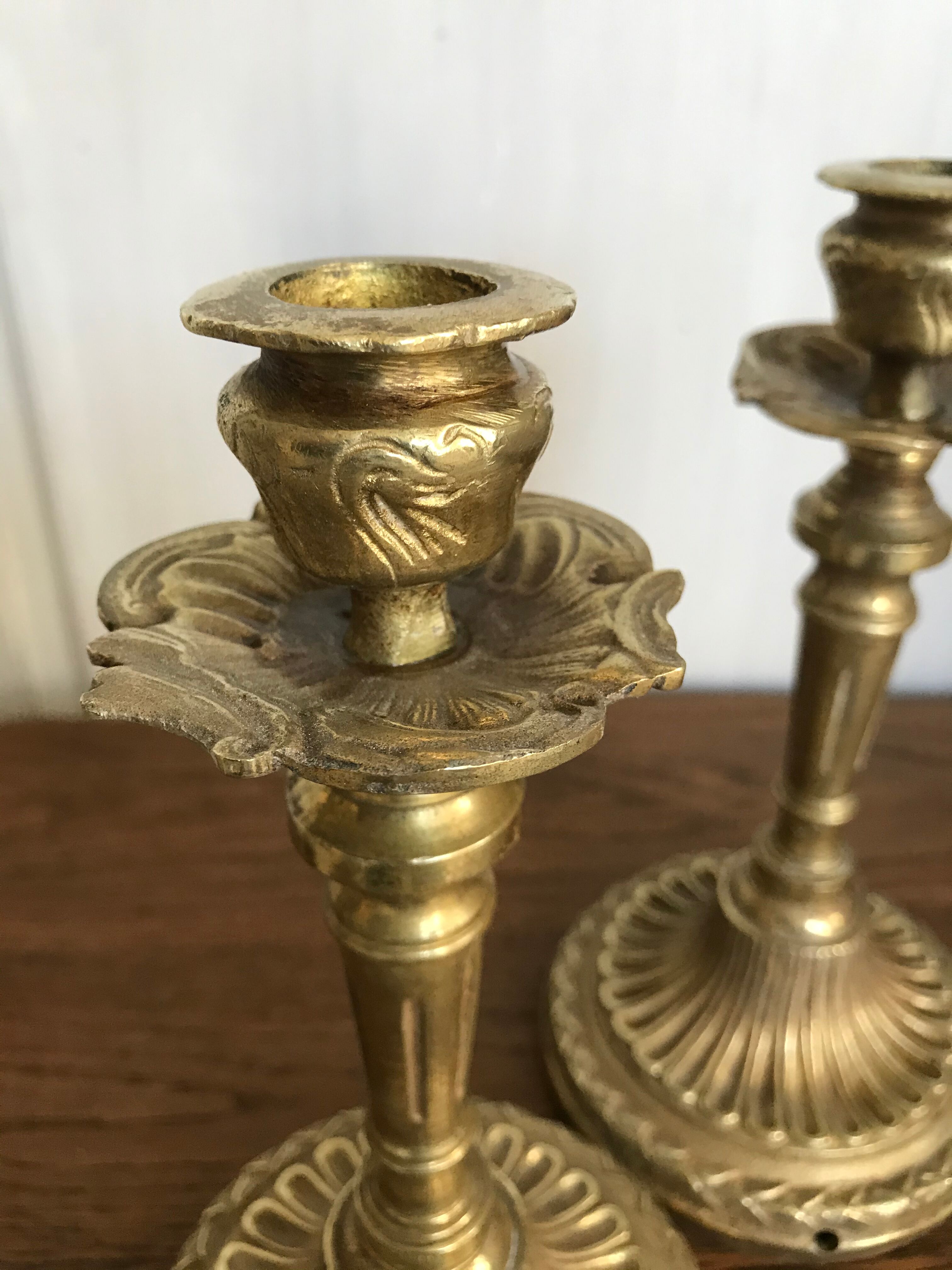Pair of gilded bronze candlesticks