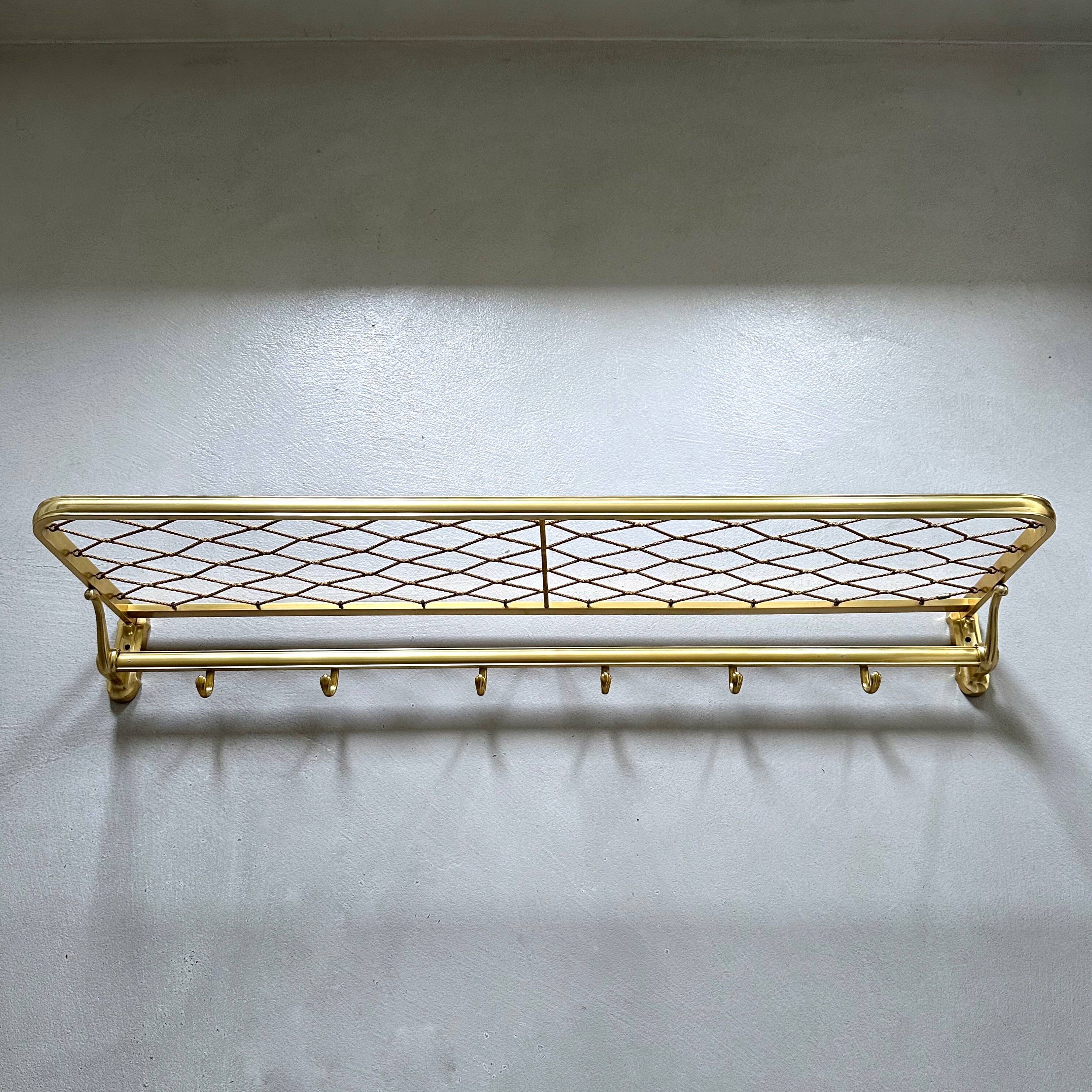 Large mid-century wall coat rack golden