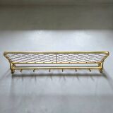 Large mid-century wall coat rack golden