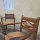 4 neo-Basque turned wood armchairs