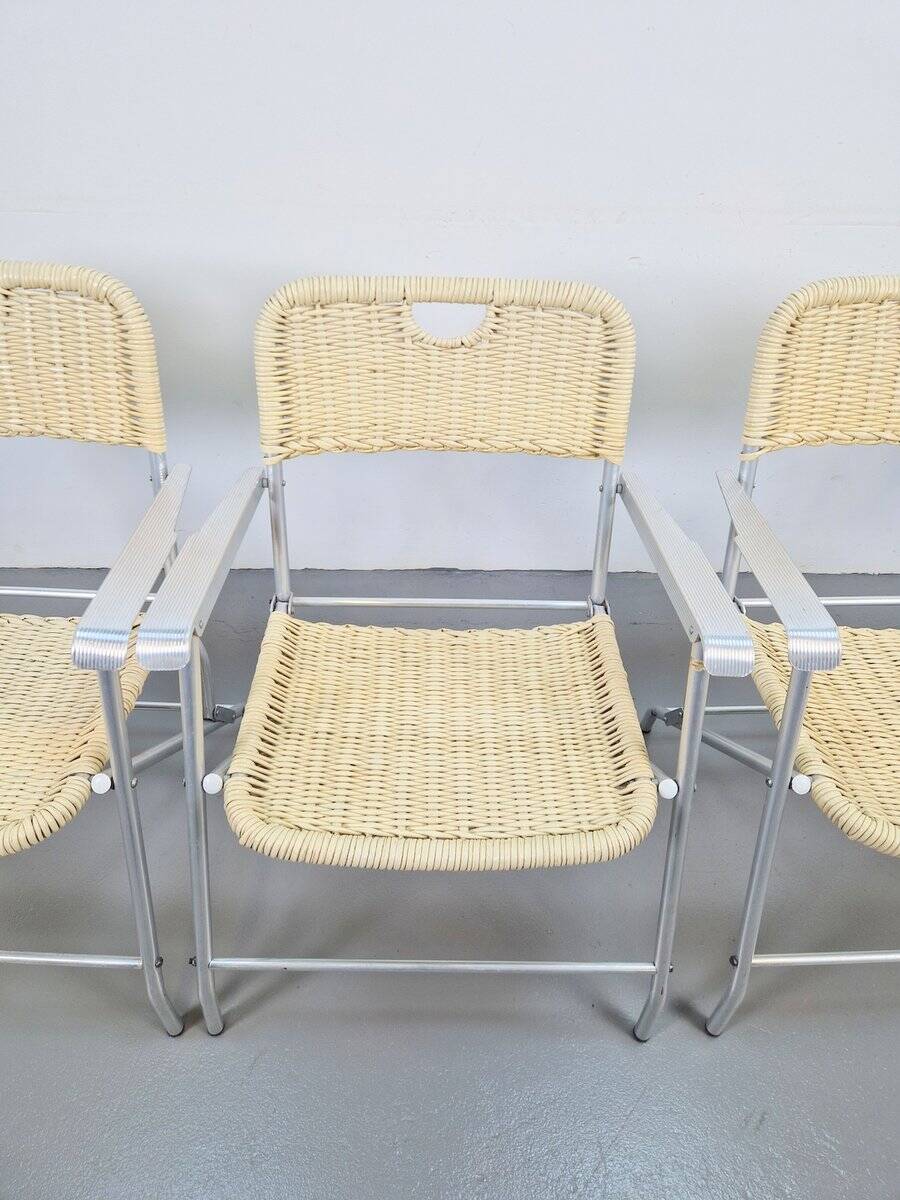 Mid-Century Tossa Wicker Folding Chairs by Hilbrant, Italy, 1960s, Set of 4