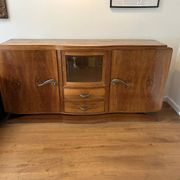 Art deco walnut grand buffet with display cabinet.