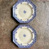 2 soup plates in Sarreguemines earthenware, "Sinceny" service circa 1900