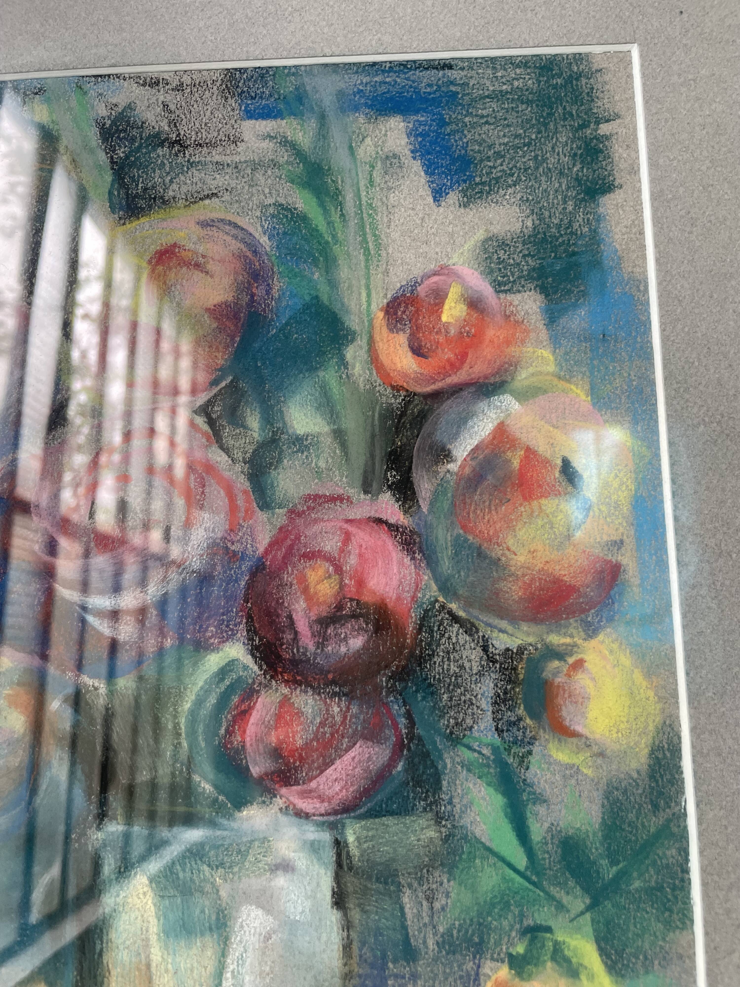Oil chalk drawing flowers
